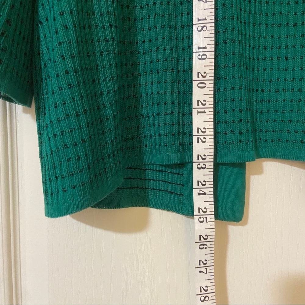 Ming Wang Green Knit Jacket with Black Floral Design - Picture 6 of 13